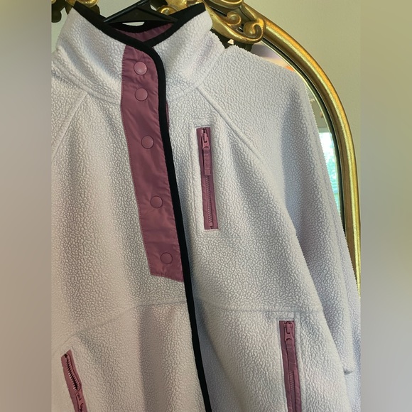 American Eagle | Fleece Sherpa Dolman Snap Button Oversized Jacket Retro Size XS - Picture 3 of 8